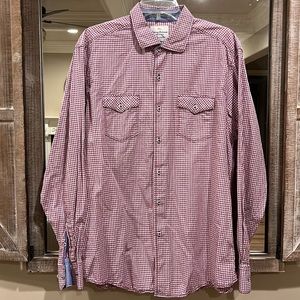 Tommy Bahama Jeans Shirt Island Crafted Button Front Mens Large Long Sleeve Red